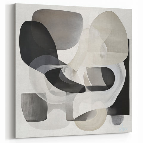 Contemporary Abstract Canvas - Geometric Wall Art in Neutral Shades