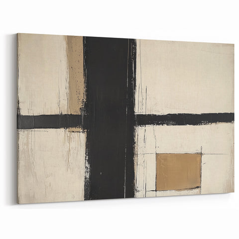 Contemporary Abstract Canvas - Minimalist Geometric Wall Art in Neutrals