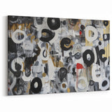 Geometric Abstract Wall Art - Dynamic Black, White, and Gold Design