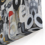 Geometric Abstract Wall Art - Dynamic Black, White, and Gold Design