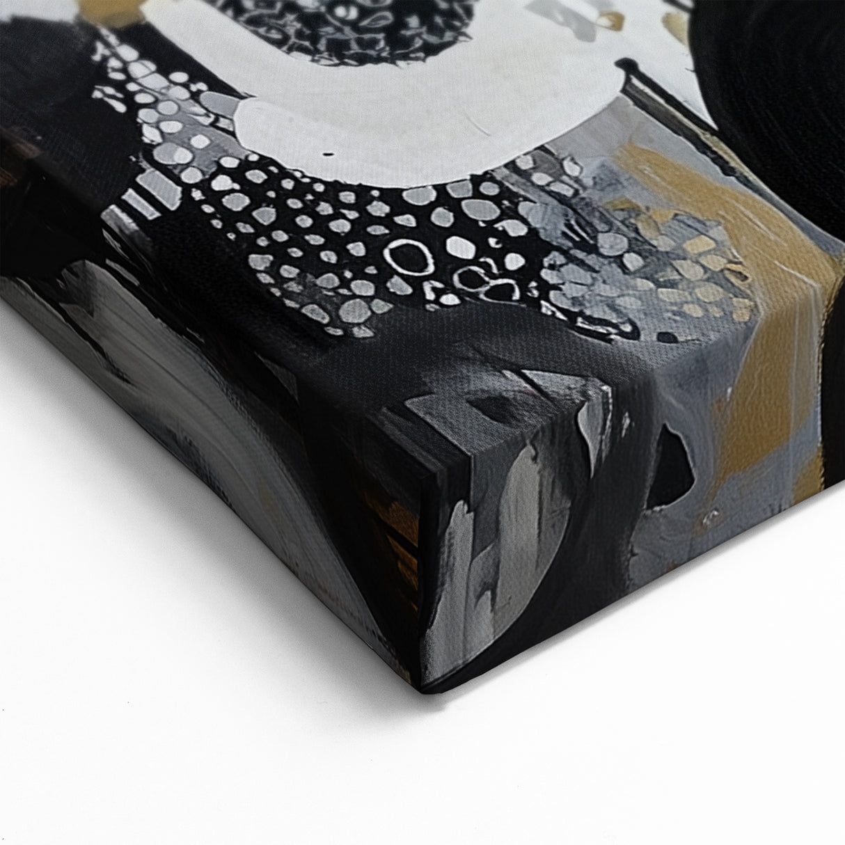 Geometric Abstract Wall Art - Dynamic Black, White, and Gold Design