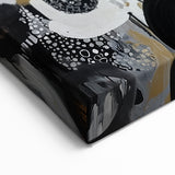 Geometric Abstract Wall Art - Dynamic Black, White, and Gold Design