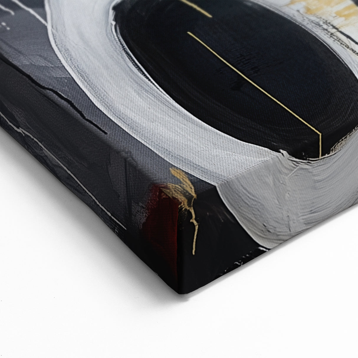 Abstract Geometric Paintings - Modern Circle Wall Art in Gold and Black