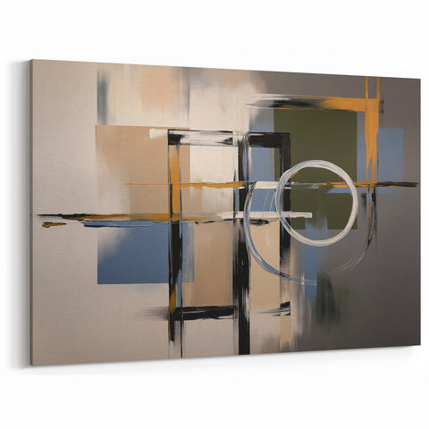 Contemporary Abstract Canvas - Geometric Wall Art in Neutral Tones