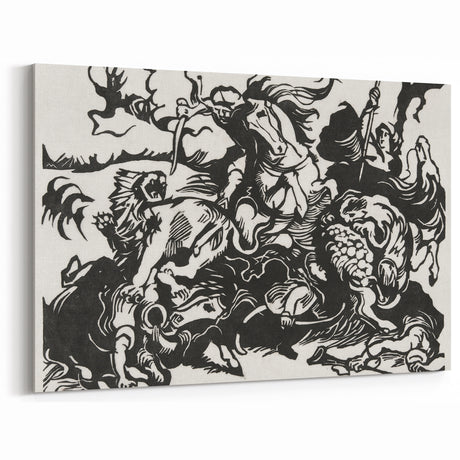 Franz Marc's Lion Hunt (1913) - Bold Black & White Expressionist Art