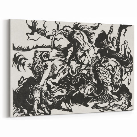 Franz Marc's Lion Hunt (1913) - Bold Black & White Expressionist Art