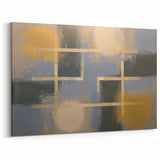 Abstract Geometric Wall Art - Blue and Gold Modern Design for Living Rooms