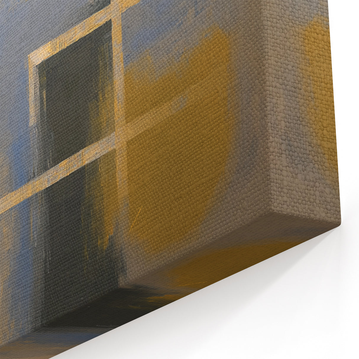 Abstract Geometric Wall Art - Blue and Gold Modern Design for Living Rooms