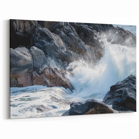 Ocean Waves Crashing Art - Dramatic Coastal Rock Canvas Prints