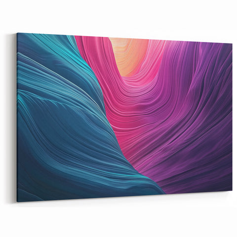Vibrant Canyon Flow Art - Abstract Teal and Magenta Canvas Prints