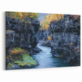 Autumn Canyon Stream Art - Scenic Fall Landscape Canvas Wall Decor