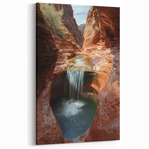 Tranquil Canyon Waterfall Art - Nature-Inspired Scenic Canvas Prints