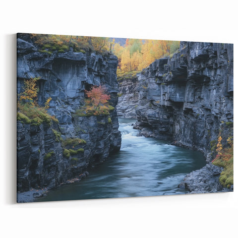 Majestic Canyon River Art - Vibrant Autumn Landscape Wall Decor