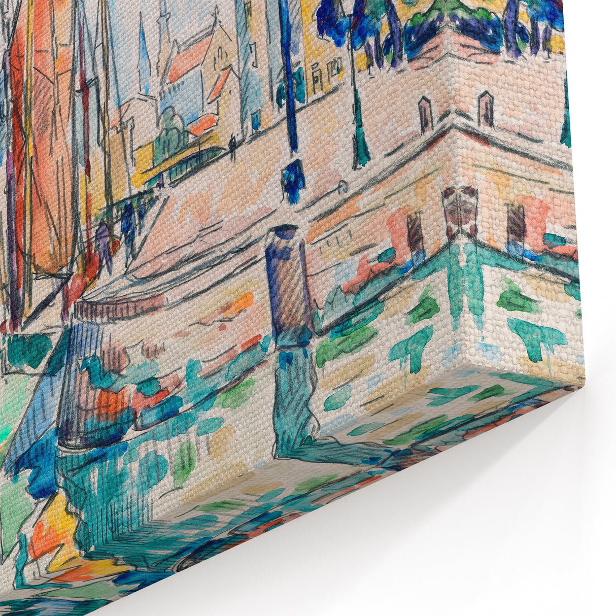 Modern Wall Art: Abstract Harbor Scene with Vibrant Colors