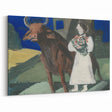 Modern Wall Art: Mystical Bride with Bull in Bold Colors