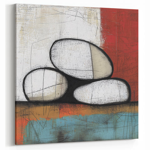 Abstract Geometric Wall Art - Earthy Tones with Modern Stone Design