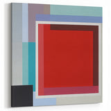 Modern Geometric Wall Art - Bold Red and Blue Abstract Square Design