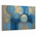 Modern Geometric Wall Art - Blue and Gold Circular Abstract Design