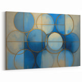 Modern Geometric Wall Art - Blue and Gold Circular Abstract Design