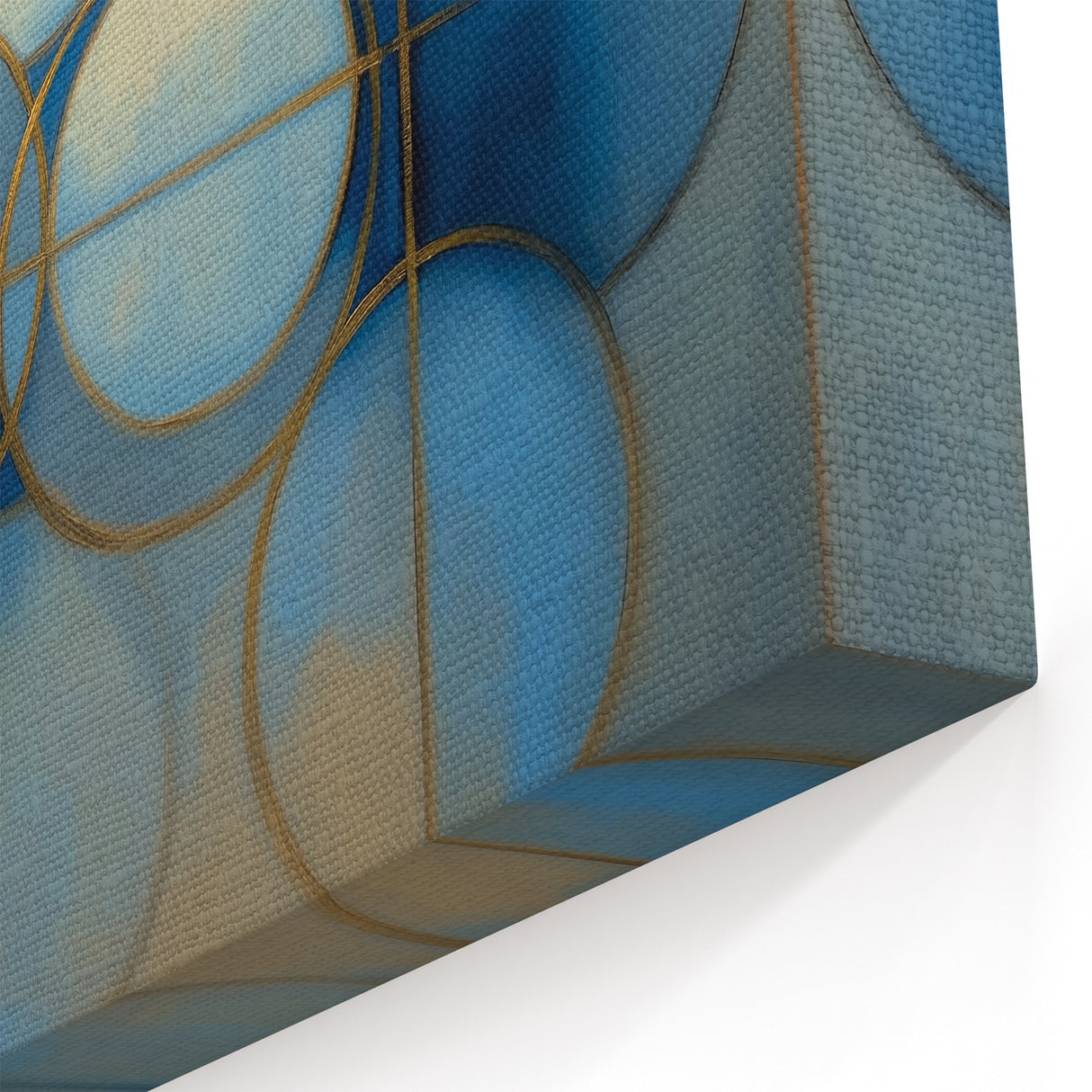 Modern Geometric Wall Art - Blue and Gold Circular Abstract Design