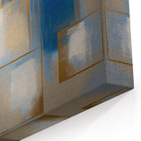 Contemporary Abstract Canvas - Blue and Gold Geometric Patterns Wall Art