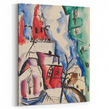 Modern Wall Art: Abstract Church Scene with Bold Colors