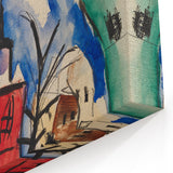 Modern Wall Art: Abstract Church Scene with Bold Colors