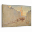 Modern Wall Art: Tranquil Street Scene with Camels in Tunis
