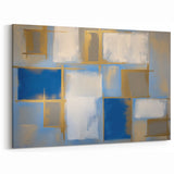 Modern Geometric Abstract Wall Art - Blue White and Gold