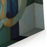 Contemporary Abstract Canvas - Teal and Gold Geometric Wall Art