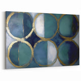 Abstract Geometric Paintings - Teal and Gold Contemporary Wall Decor