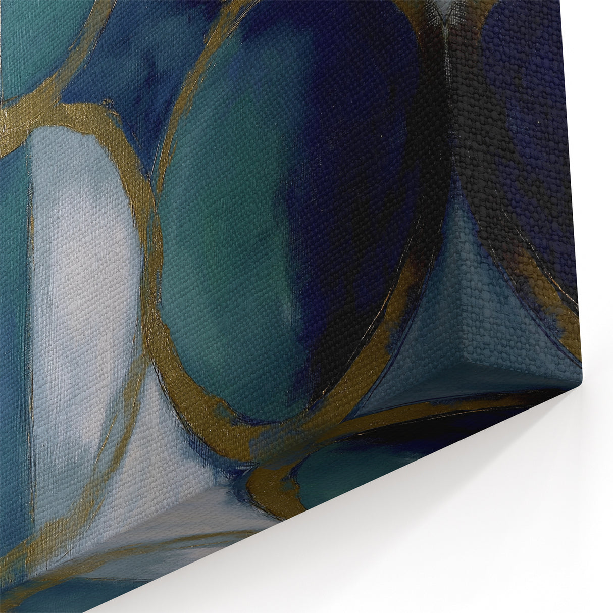Abstract Geometric Paintings - Teal and Gold Contemporary Wall Decor
