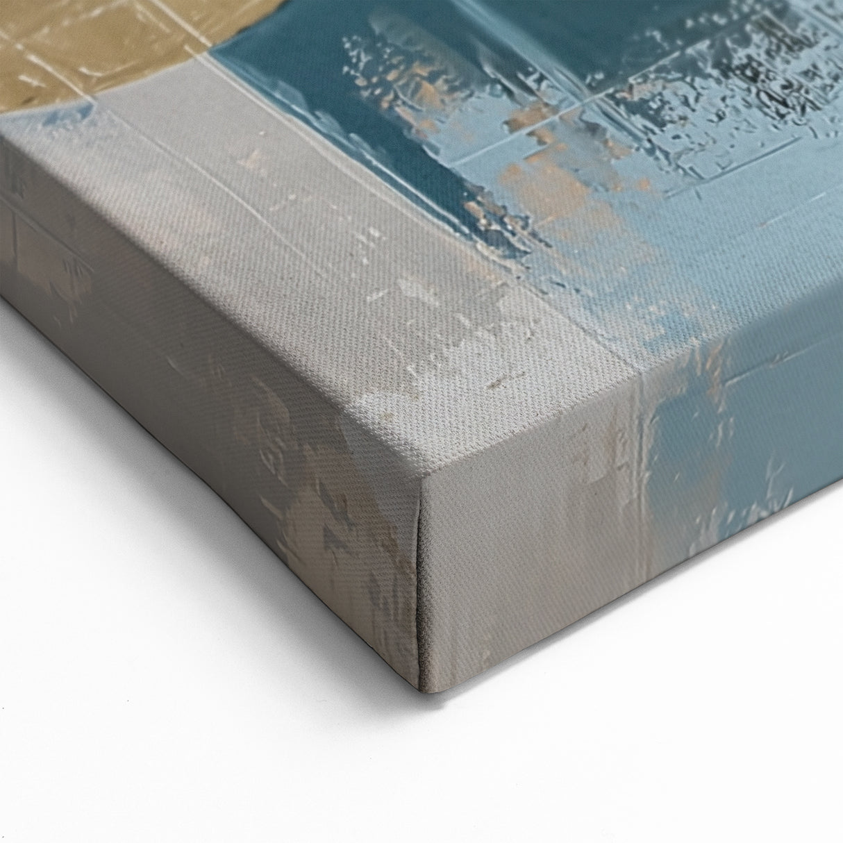 Geometric Abstract Paintings - Light Blue and Gold Modern Wall Decor