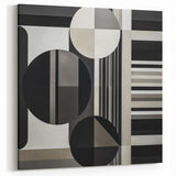 Modern Geometric Wall Art - Black and White Abstract Monochrome Canvas