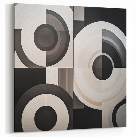 Contemporary Abstract Canvas - Black and White Geometric Wall Decor