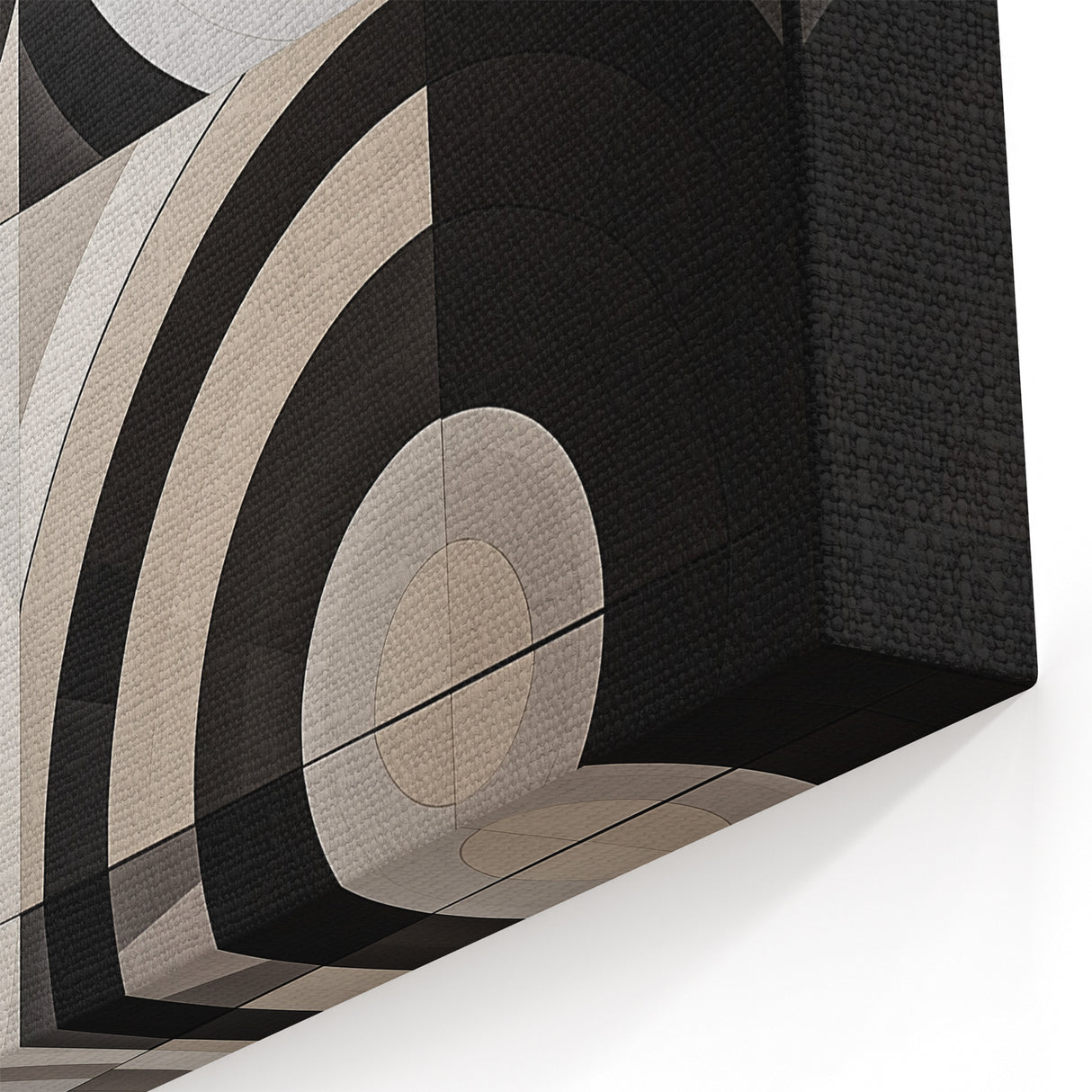 Geometric Wall Art Prints - Black and Gray Abstract Circular Canvas