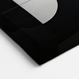 Abstract Geometric Paintings - Black, White, and Gray Circular Canvas