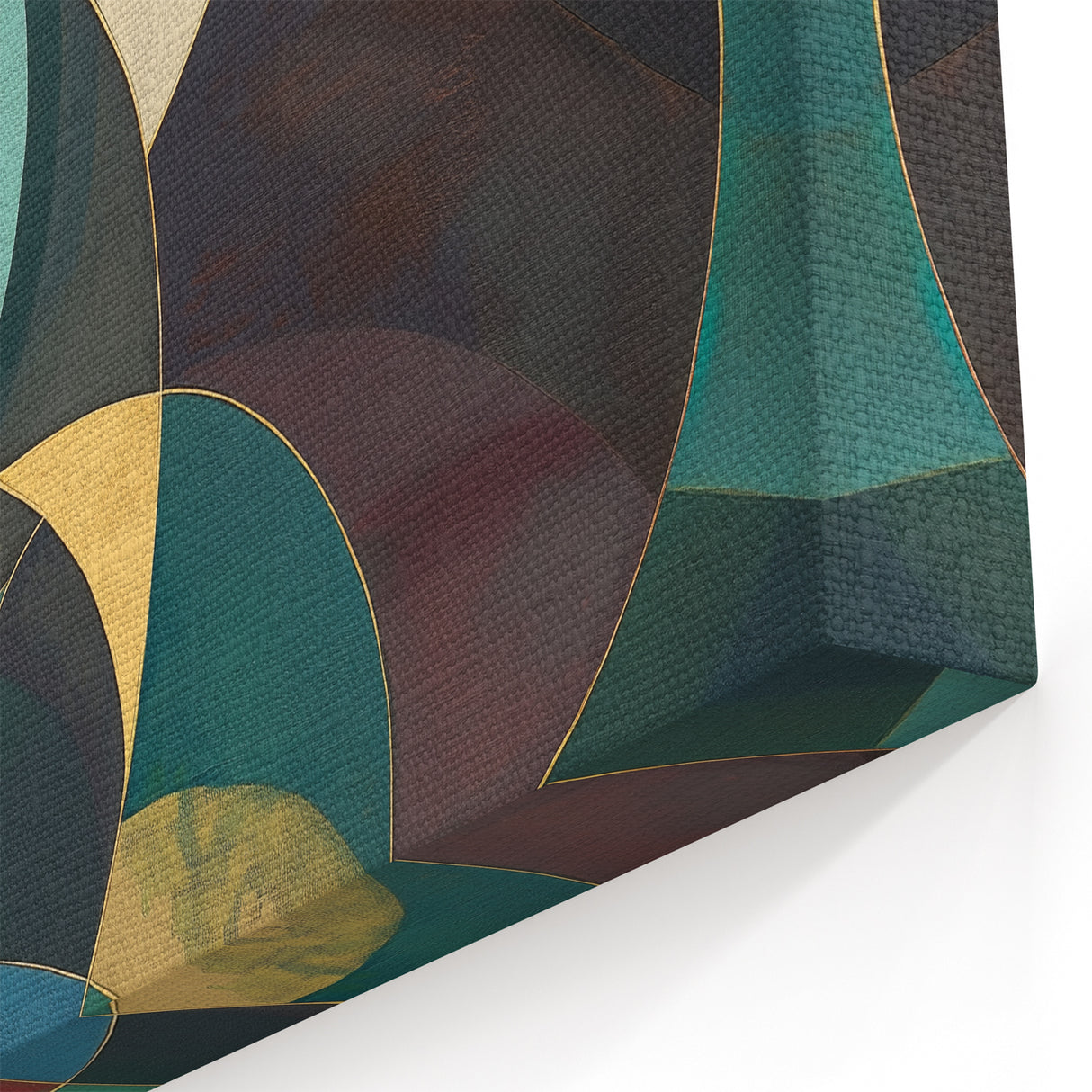 Geometric Abstract Wall Art - Multicolor and Gold Contemporary Canvas