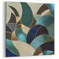 Geometric Abstract Paintings - Teal and Navy Modern Wall Art Canvas