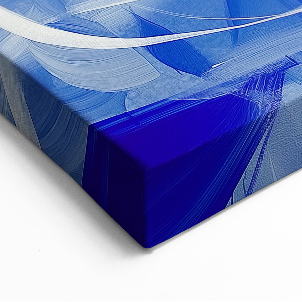 Abstract Geometric Wall Art - Blue and White Flowing Brushstrokes Canvas