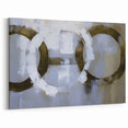 Abstract Geometric Paintings - White and Brown Circular Modern Canvas