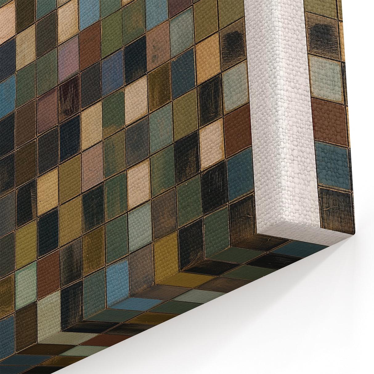 Geometric Abstract Wall Art - Multicolor Mosaic Squares Modern Canvas