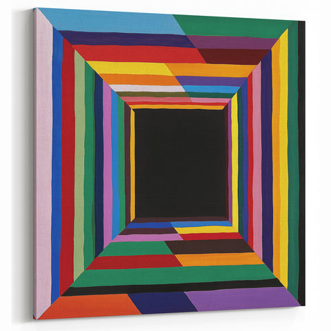 Abstract Geometric Wall Art - Vibrant Striped Square with Multicolor Design