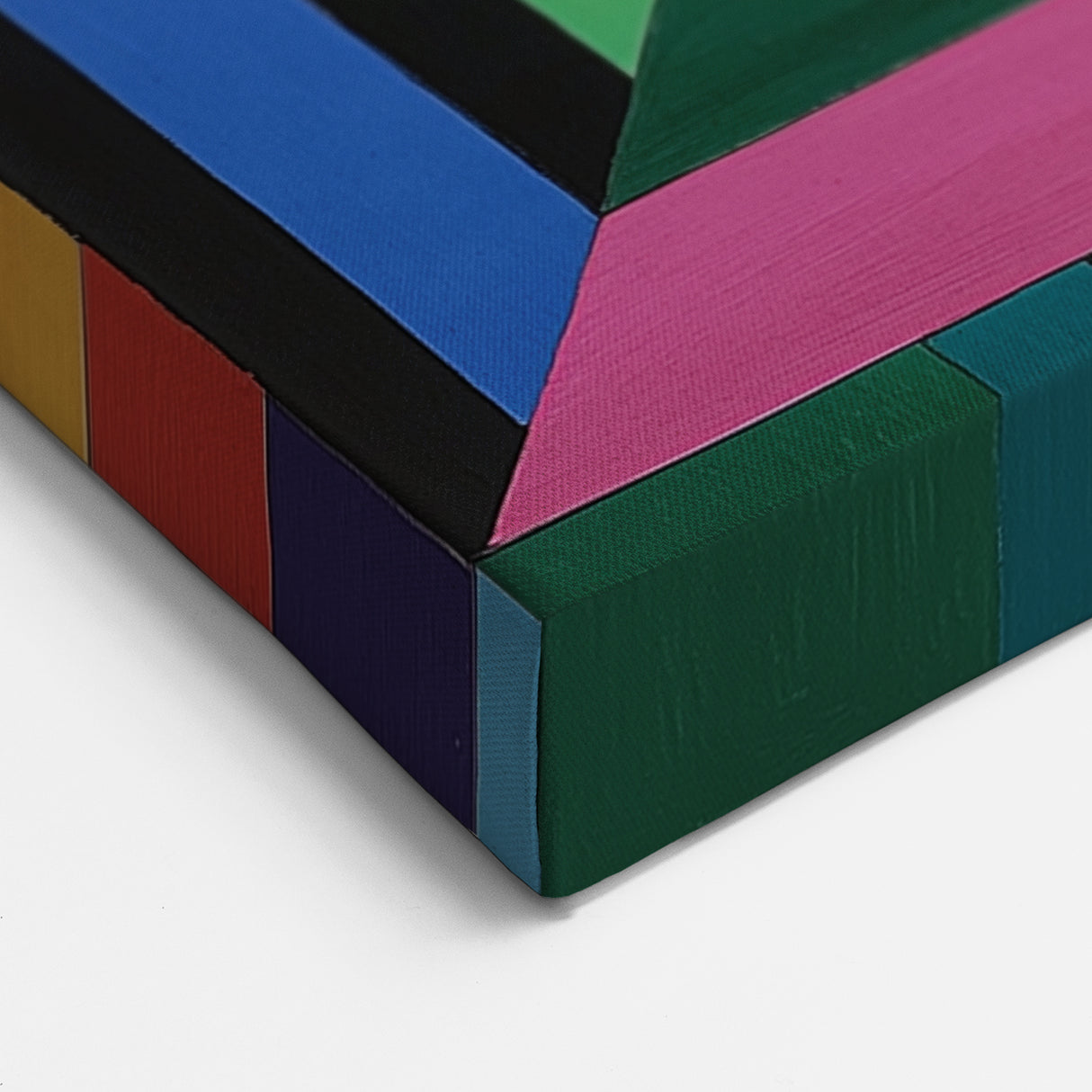 Abstract Geometric Wall Art - Colorful Striped Square with Black Center