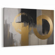 Abstract Geometric Wall Art - Dual Gold Circles on Black and Gray Canvas