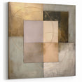 Abstract Geometric Wall Art - Neutral Squares with Gold Circular Details