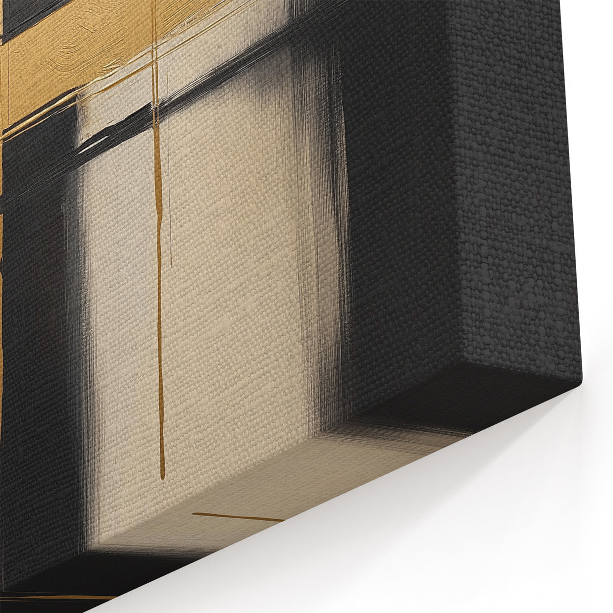 Contemporary Abstract Wall Art - Gold Cross on Black and Gray Canvas