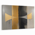 Modern Abstract Wall Art - Gold, Black, and Gray Curved Geometric Design