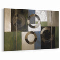 Abstract Geometric Wall Art - Metallic Circular Accents with Neutral Tones