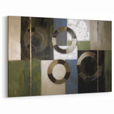 Abstract Geometric Wall Art - Metallic Circular Accents with Neutral Tones